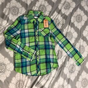 Blue and green mudd girls button up size 16